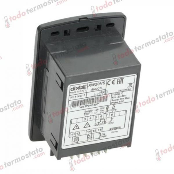 Datos técnicos de Controlador Electrónico marca DIXELL XW20VS5N0C0 Rango de -50 a +150°C