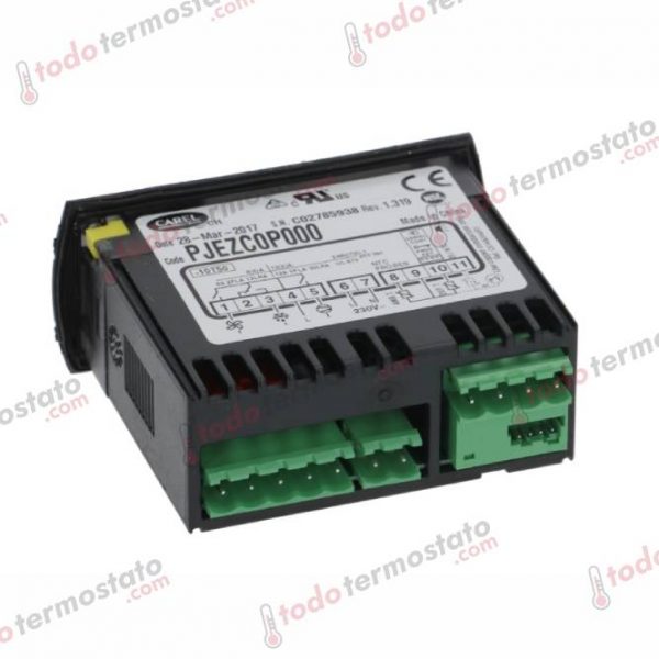 Datos técnicos de termostato marca CAREL PJEZC0P000 Rango de -50 a +99°C