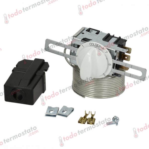 Termostato marca DANFOSS 077B-7008 con un rango de +11 a +6ºC