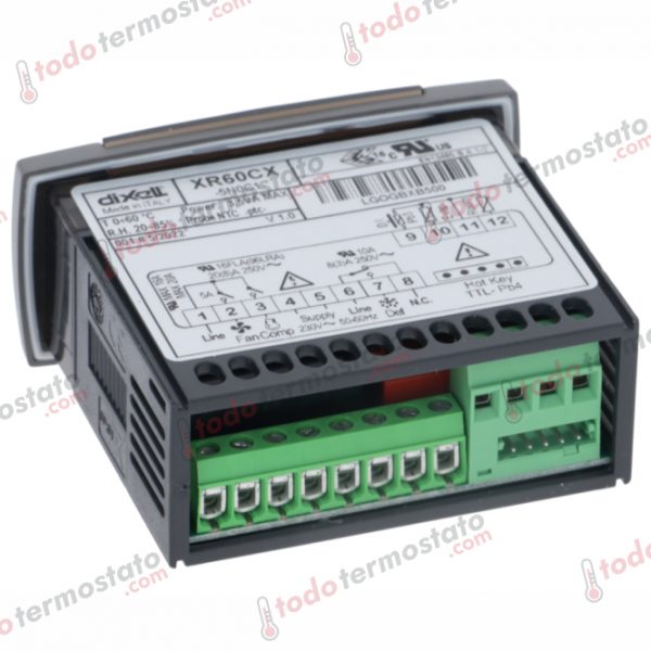 Datos técnicos de termostato marca DIXELL XR60CX5N0C1 con un rango de -50 a +150°C