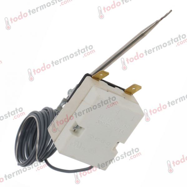 Datos técnicos de termostato marca EGO 5513053140 con un rango de 300°C