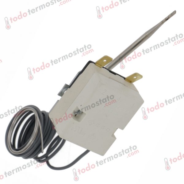 Datos técnicos de termostato marca EGO 5513059220 con un rango de 50-270°C