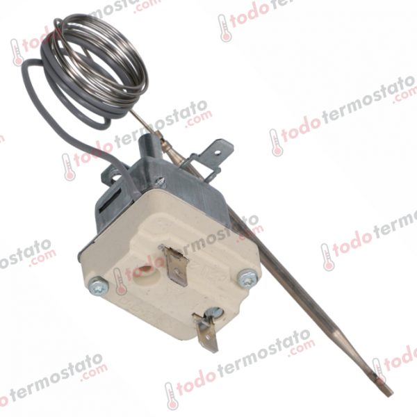 Datos técnicos de termostato marca EGO 5519052843 con un rango de 295°C