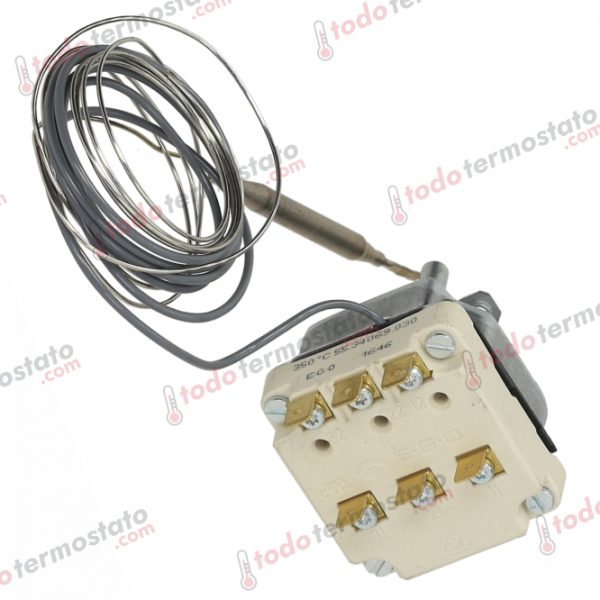 Datos técnicos de termostato marca EGO 5534064010 con un rango de 350°C