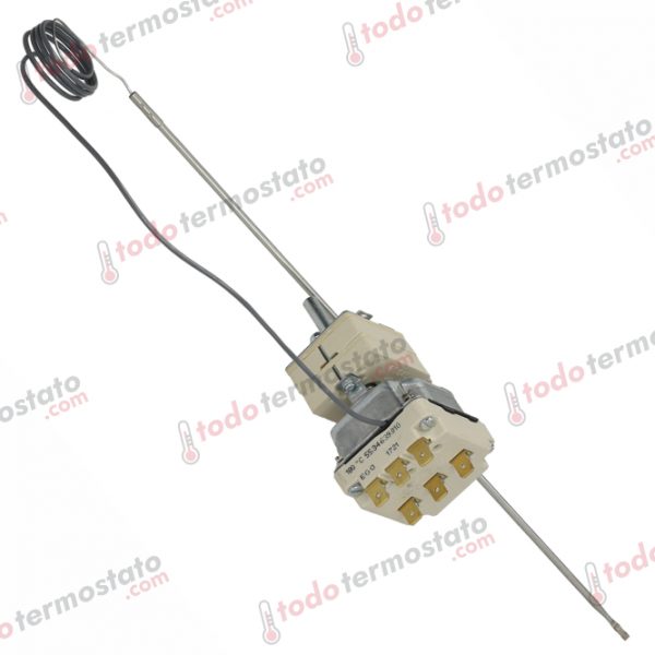 Datos técnicos de termostato marca EGO 5534639010 con un rango de 180°C