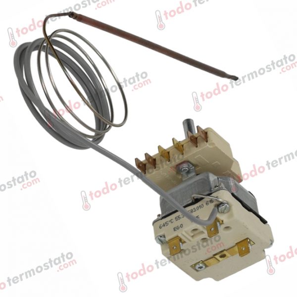 Datos técnicos de termostato marca EGO 5534683010 con un rango de 645°C