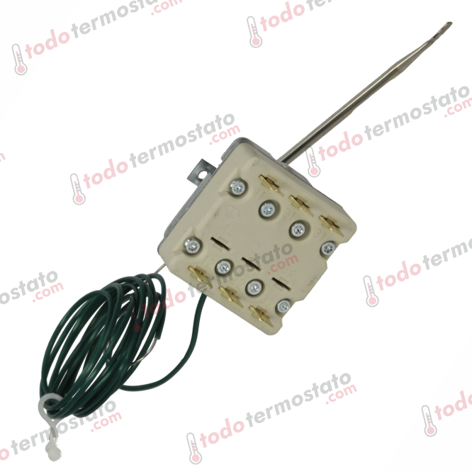 Termostato Per Friggitrice Professionale – 257°C, 380V Trifase, 6 Contatti Con Pulsante, Sonda 120mm