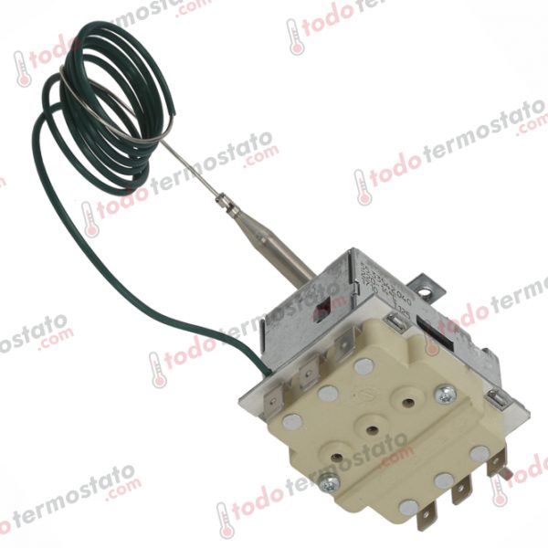 Datos técnicos termostato marca EGO 5533542040 con un rango de hasta 220 °C