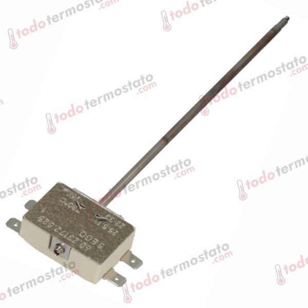 Datos técnicos de termostato marca EGO 6023172525 con un rango de 780°C