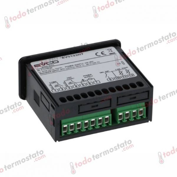 Datos técnicos de termostato marca EVCO EV3122N7 Rango de -40° a 105°C