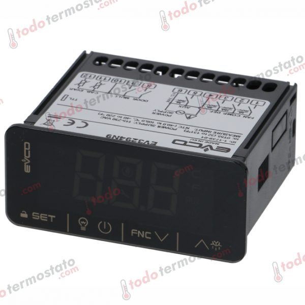 Termostato marca EVCO EV3294N9 con un rango de hasta 105°C