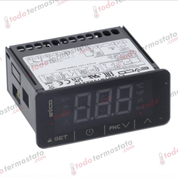 Termostato marca EVCO EV3401M7VRXXX4 con un rango de 250°C