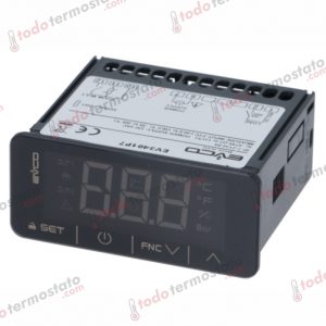 Termostato marca EVCO EV3401P7 con un rango de -50 a +150°C