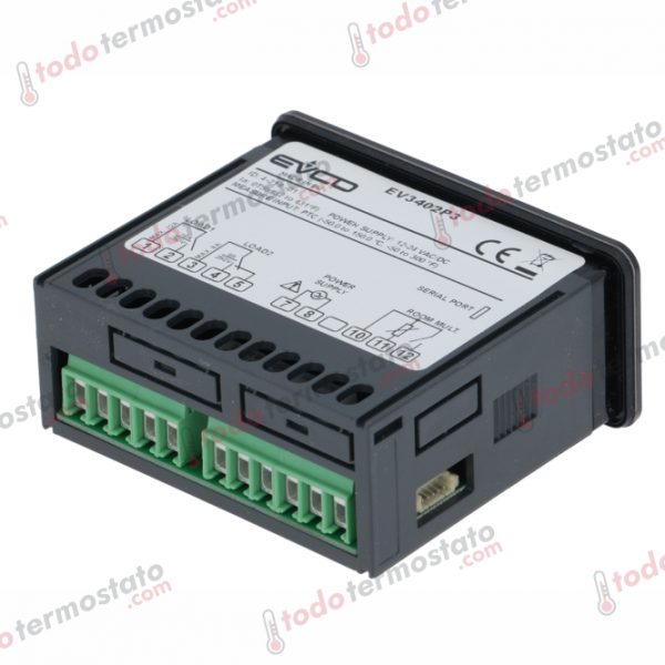 Datos técnicos de termostato marca EVCO EV3402P3 con un rango de -50 a +150°C