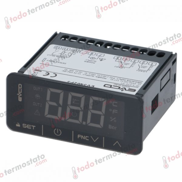 Termostato marca EVCO EV3402P3 con un rango de -50 a +150°C