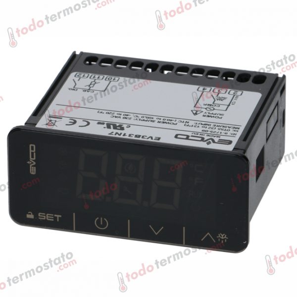 Termostato marca EVCO EV3B31N7 con un rango de -40 a +105°C