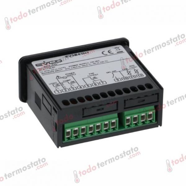 Datos técnicos de termostato marca EVCO EV3B43N7 Rango de -40° a 105°C