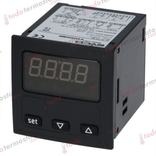 Termostato marca EVCO EV7402 con un rango que dependen del sensor