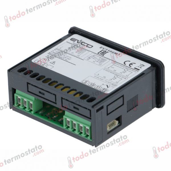 Datos técnicos de termostato marca EVCO EVK100M7 con un rango de -200 a 1300°C