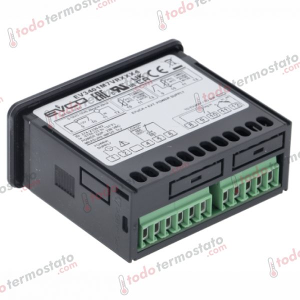 Datos técnicos de termostato marca EVCO EVK411M7VHBSX01 con un rango de 0+250°C