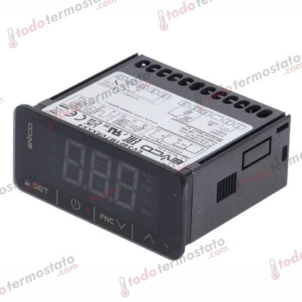Termostato marca EVCO EVK411M7VHBSX01 con un rango de 0+250°C