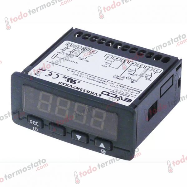 Termostato marca EVCO EVKB23N7 con un rango de -40 a +105°C