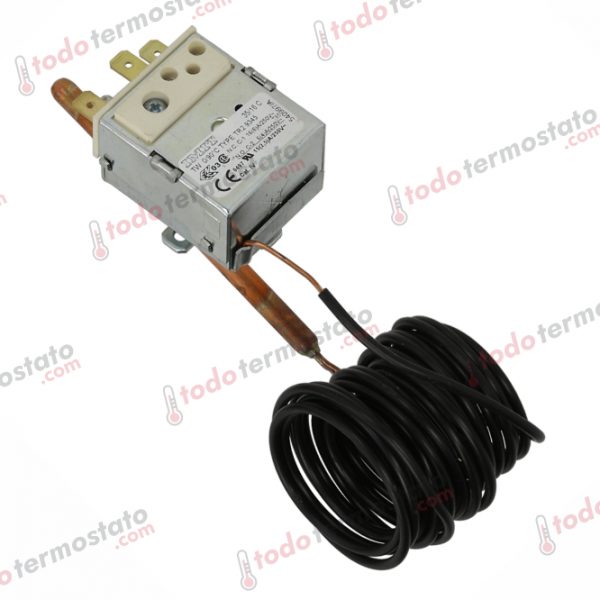 Datos técnicos de termostato marca IMIT TR2 9345 con un rango de 0 a 90°C