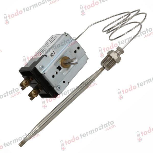 Termostato marca PECO TC125-022 con un rango de 191°C