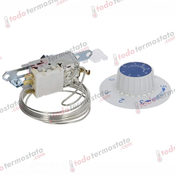 Datos técnicos de termostato marca RANCO K54P1102 con un rango de -34 a -12°C