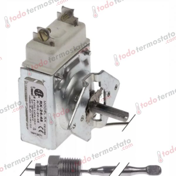 Termostato marca ROBERTSHAW RX-24-4 con un rango de 93 a 185°C