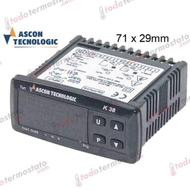 Termostato TECNOLOGIC TLK38FCRR Rango -200 a 1760°C 1 Termostato marca TECNOLOGIC TLK38FCRR Rango de -200 a 1760°C